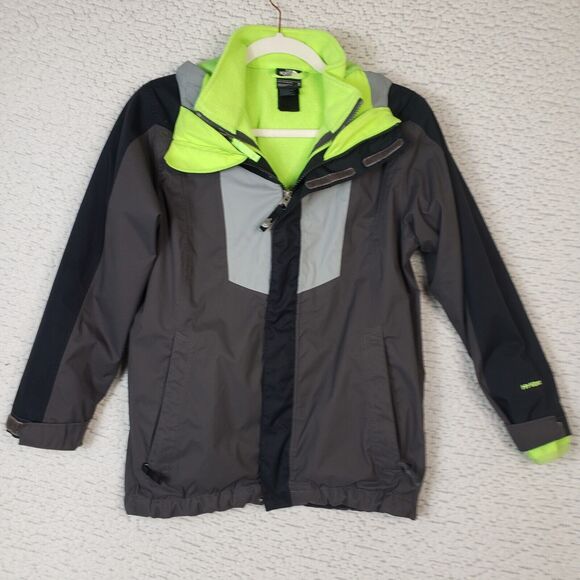 The North Face Hyvent Jacket Boy's M - Gray & Neon Fleece Outdoor Adventure